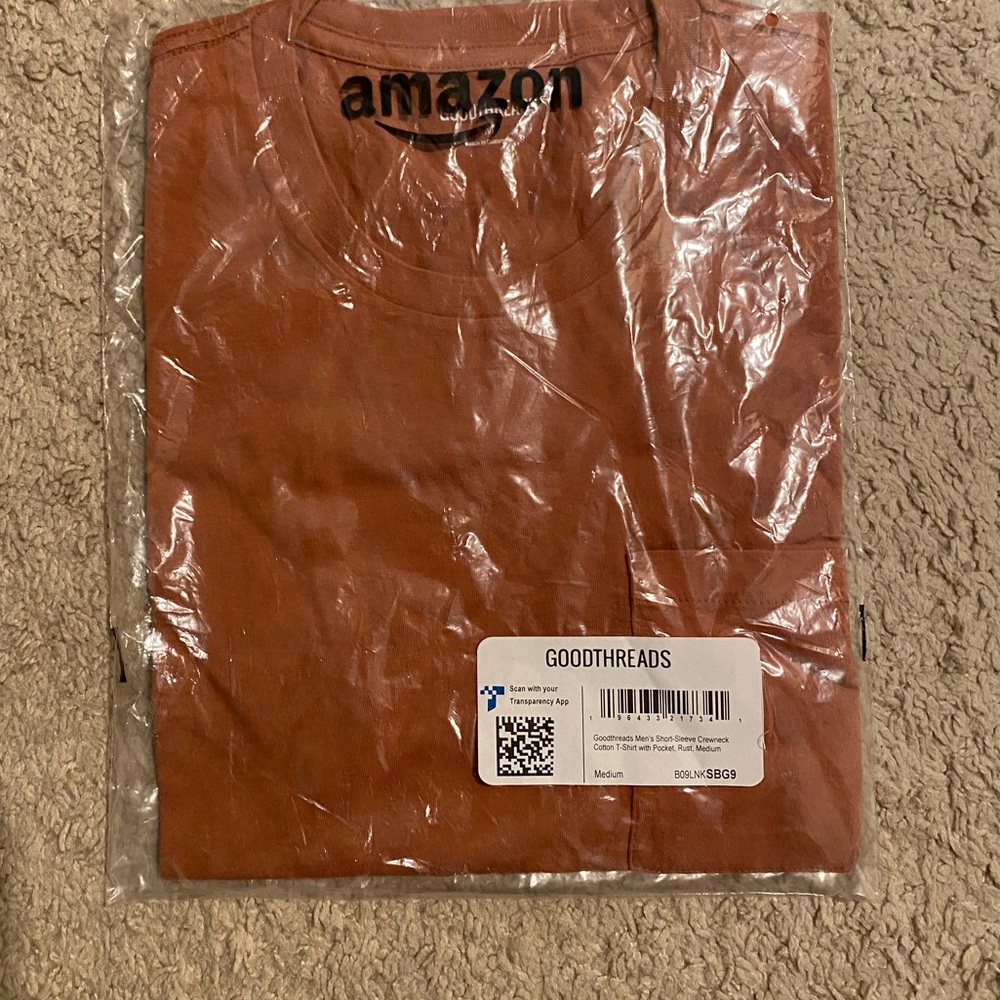 Goodthread mens crewneck t-shirt with pocket in Rust